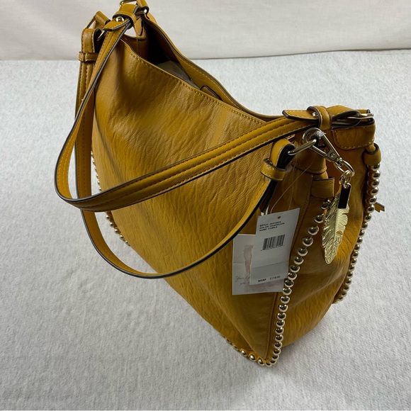 JESSICA SIMPSON CAMILE WOMEN’S BIG SHOULDER BAG COLOR: DANDELION WITH GOLD - Picture 11 of 16